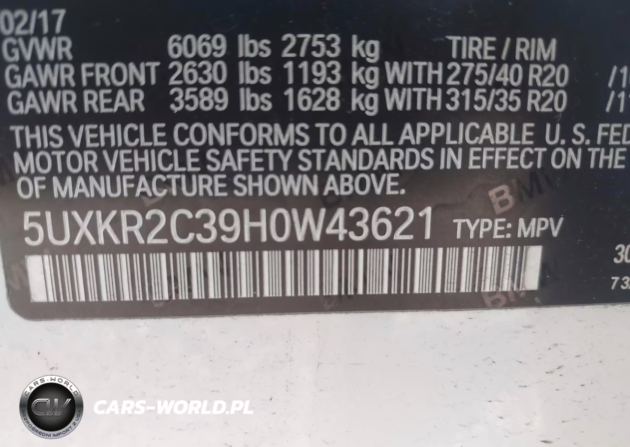 2017 BMW X5 Sdrive35I VIN:5UXKR2C39H0W43621 - 9