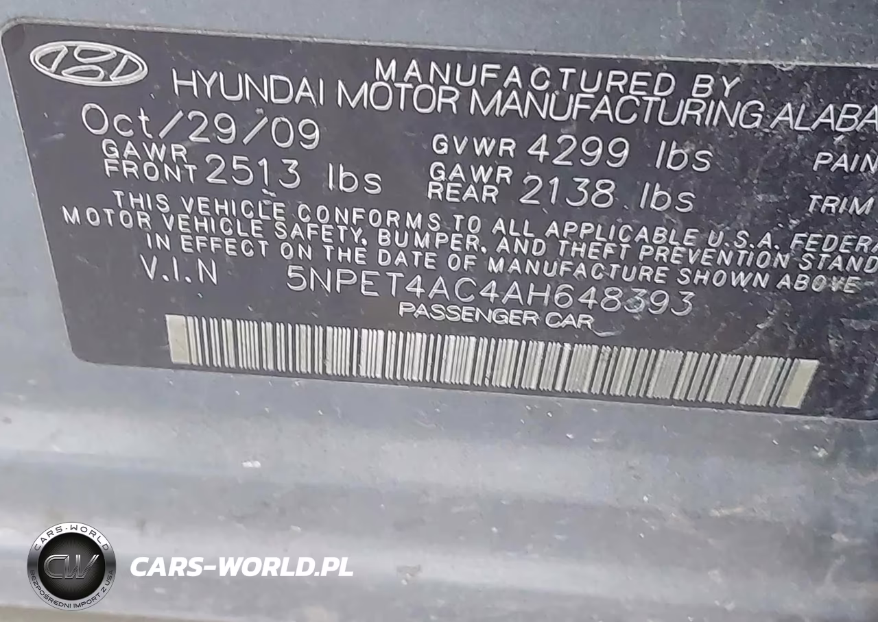 2010 Hyundai Sonata Gls VIN:5NPET4AC4AH648393 - 9