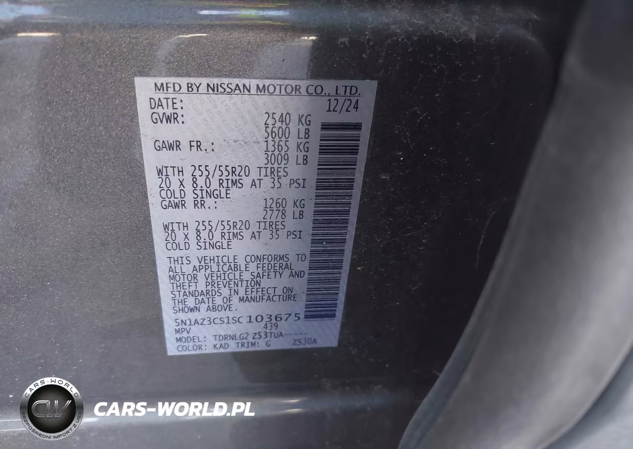 2025 Nissan Murano Sl VIN:5N1AZ3CS1SC103675 - 9