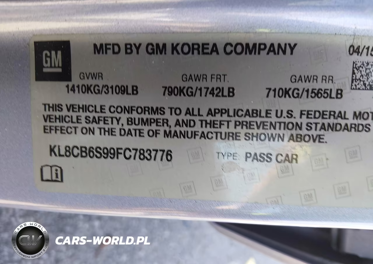 2015 Chevrolet Spark Ls Cvt VIN:KL8CB6S99FC783776 - 9