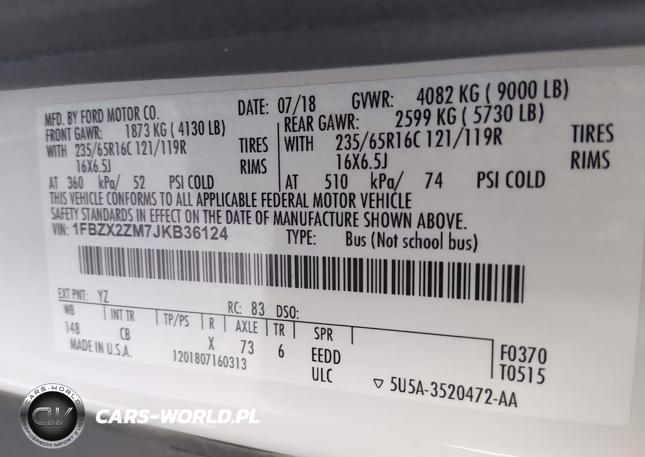2018 Ford Transit-350 Xl VIN:1FBZX2ZM7JKB36124 - 9