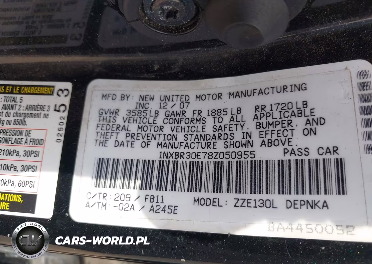 2008 Toyota Corolla Le VIN:1NXBR30E78Z050955 - 9
