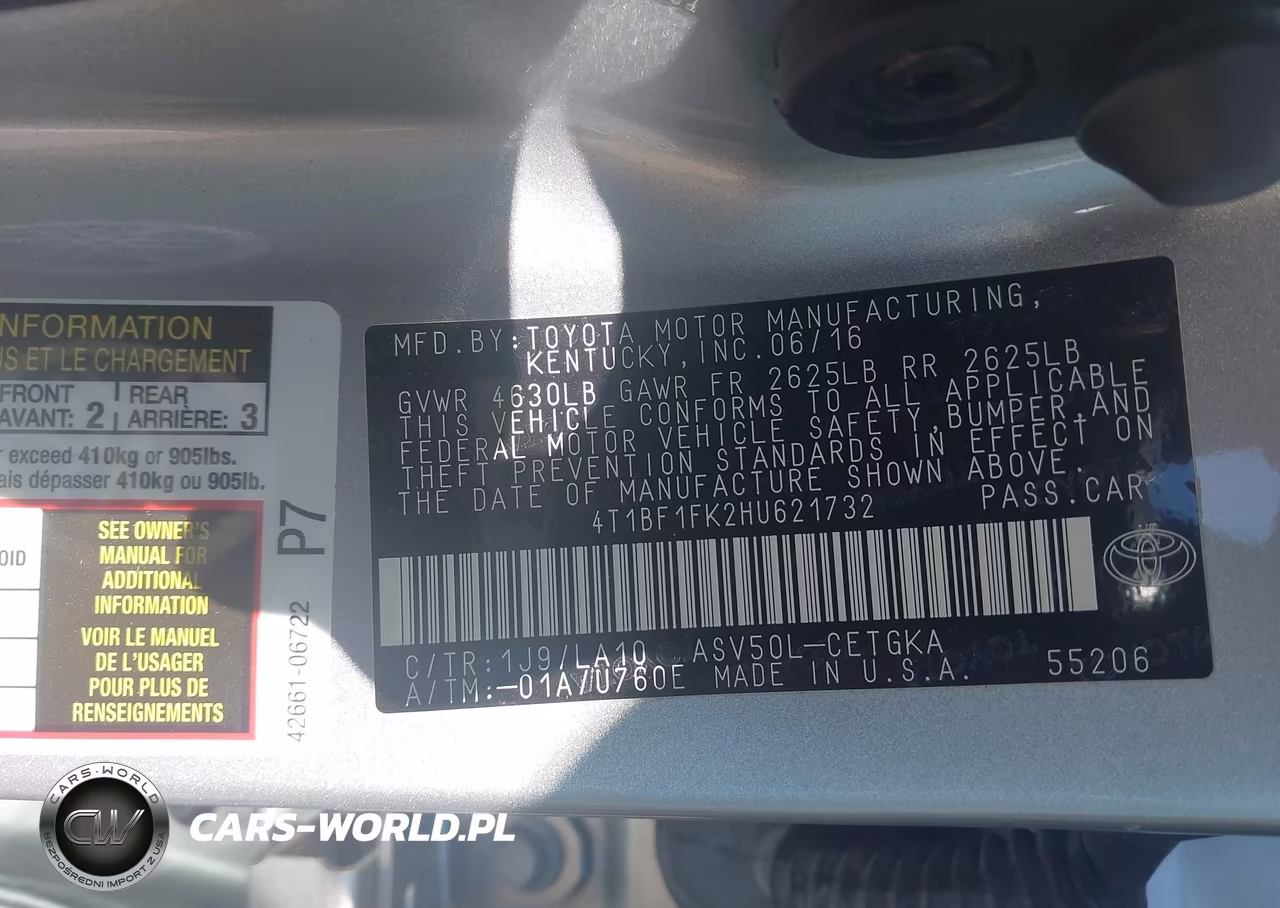 2017 Toyota Camry Xle VIN:4T1BF1FK2HU621732 - 9