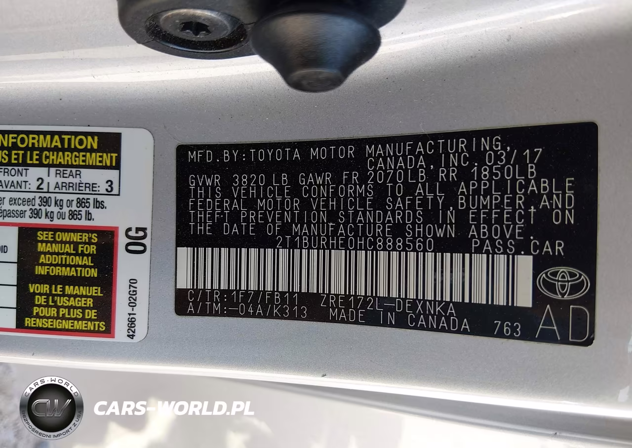 2017 Toyota Corolla Le VIN:2T1BURHE0HC888560 - 9