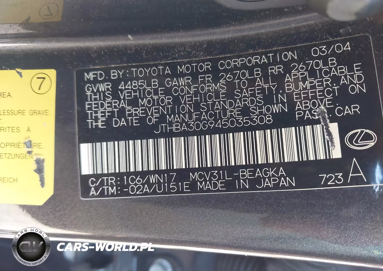 2004 Lexus Es 330 VIN:JTHBA30G945035308 - 9