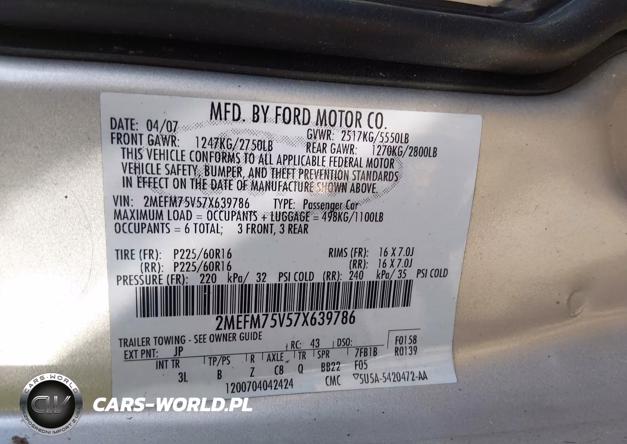 2007 Mercury Grand Marquis Ls VIN:2MEFM75V57X639786 - 9