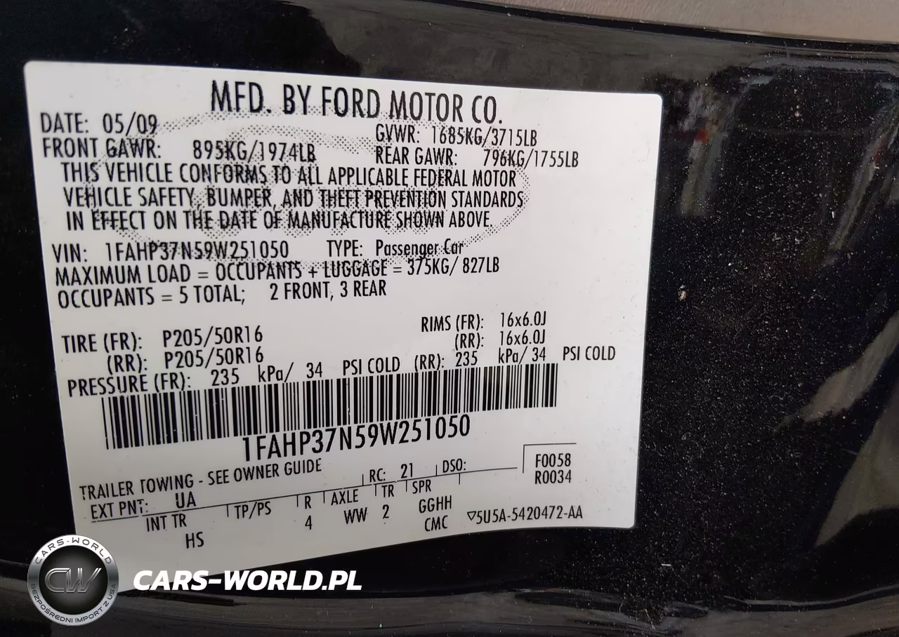 2009 Ford Focus Sel VIN:1FAHP37N59W251050 - 9