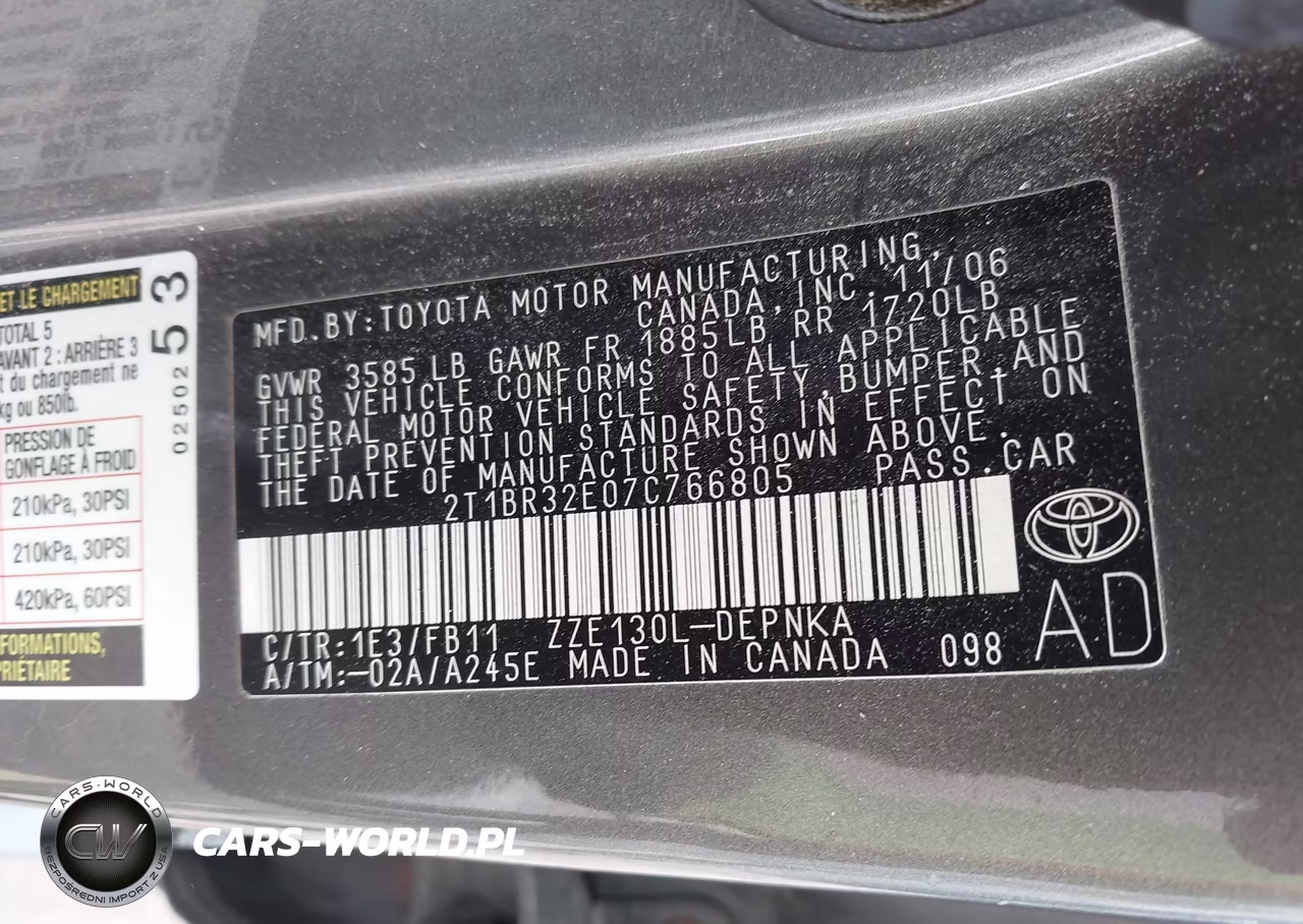 2007 Toyota Corolla Le VIN:2T1BR32E07C766805 - 9