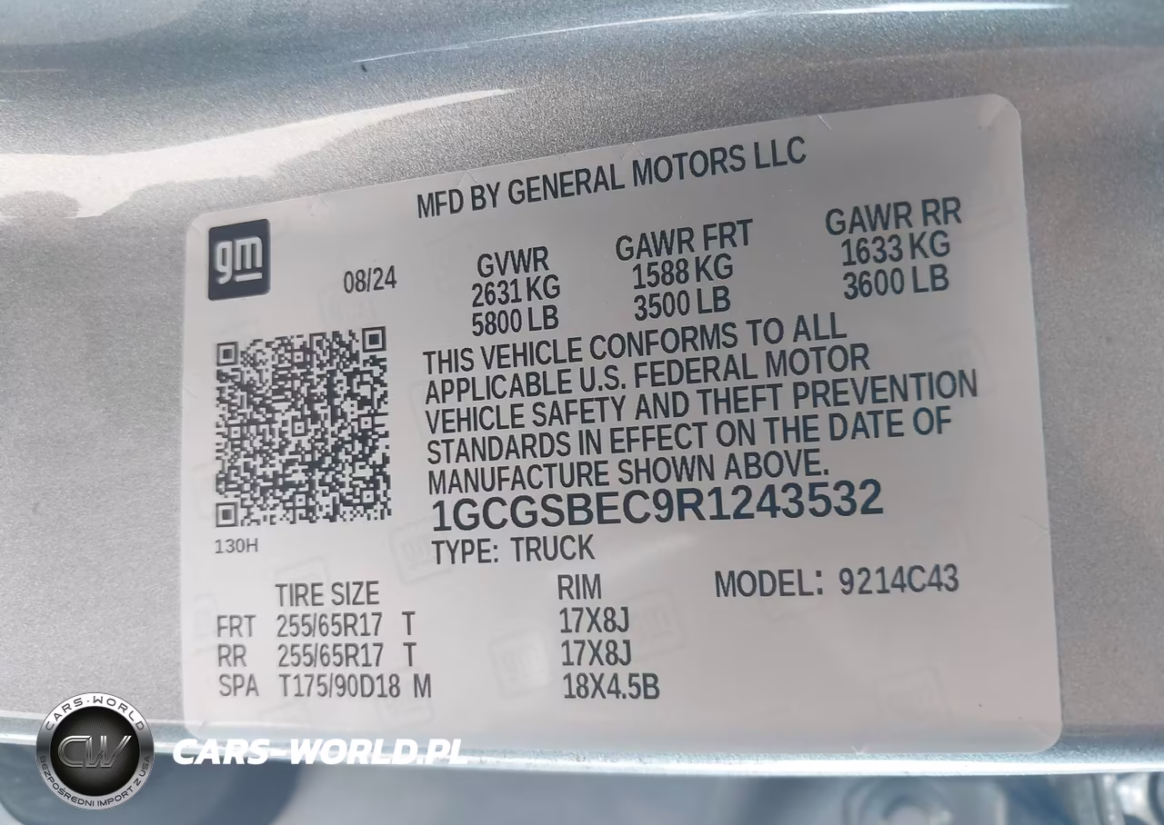 2024 Chevrolet Colorado 2Wd Wt VIN:1GCGSBEC9R1243532 - 9