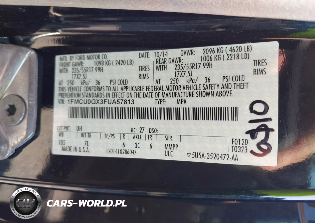 2015 Ford Escape Se VIN:1FMCU0GX3FUA57813 - 9