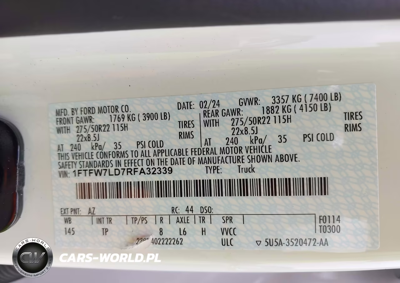 2024 Ford F-150 Platinum VIN:1FTFW7LD7RFA32339 - 9
