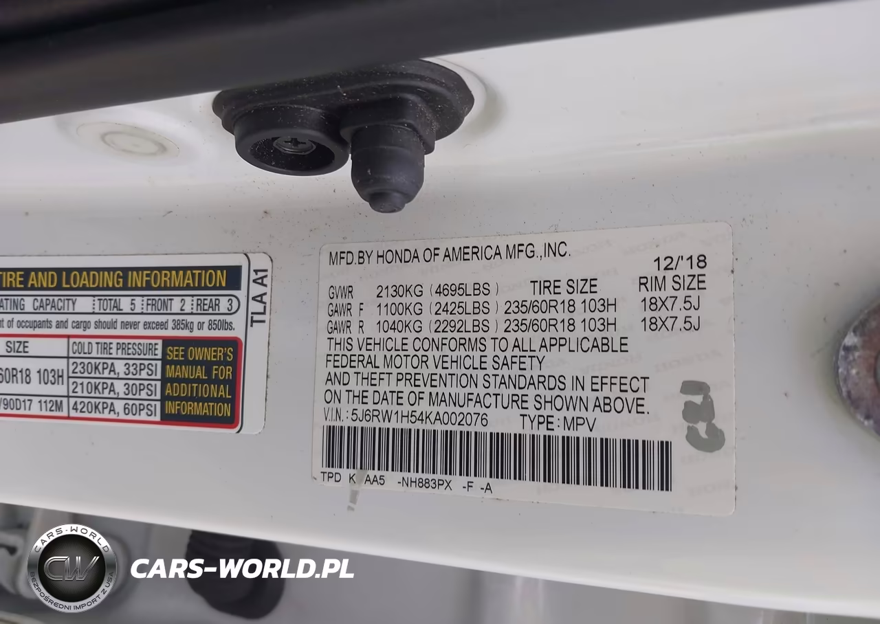 2019 Honda Cr-V Ex VIN:5J6RW1H54KA002076 - 9