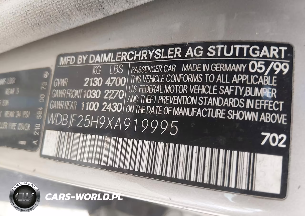 1999 Mercedes-Benz E 300 Diesel VIN:WDBJF25H9XA919995 - 9