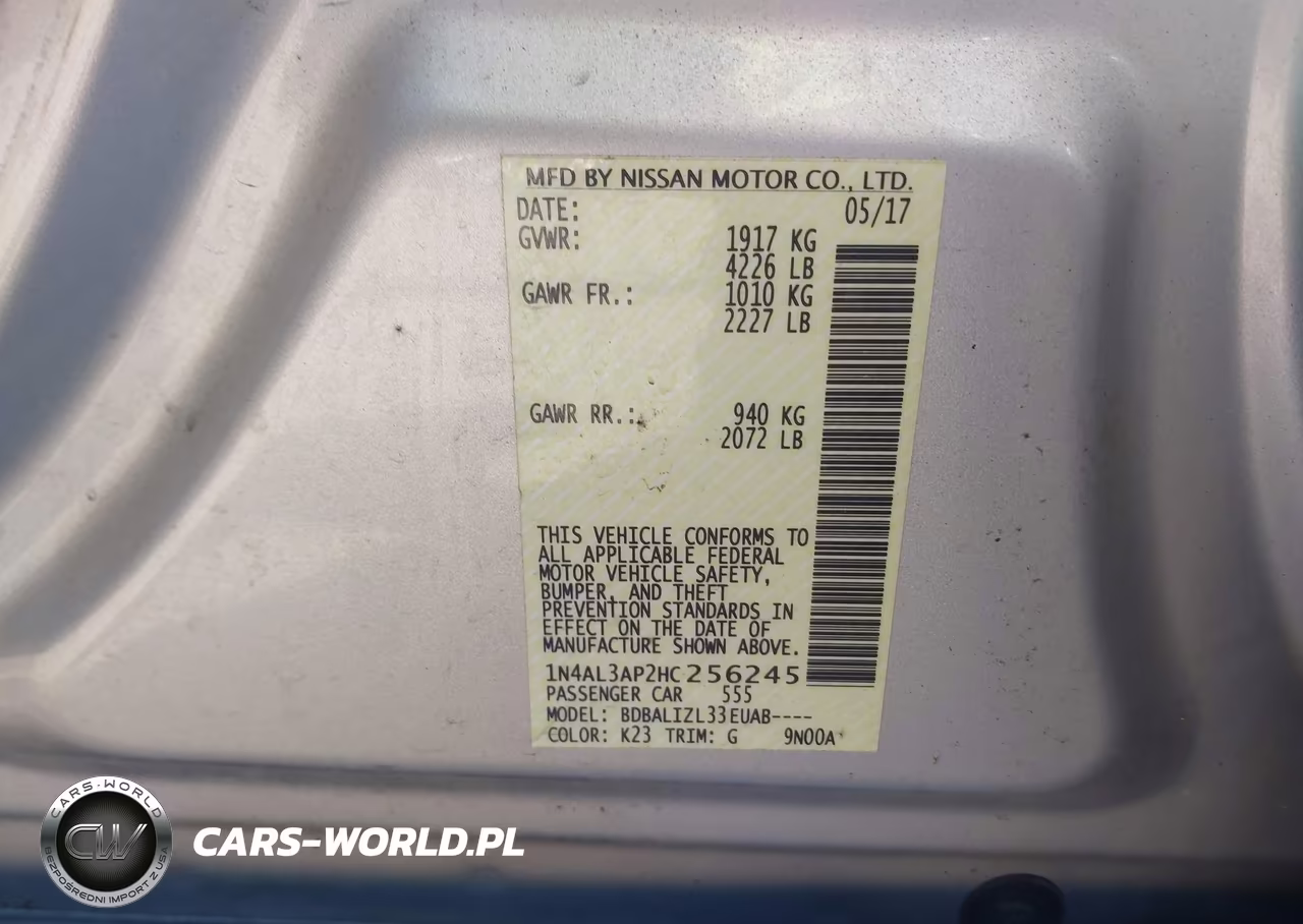 2017 Nissan Altima 2.5 Sv VIN:1N4AL3AP2HC256245 - 9