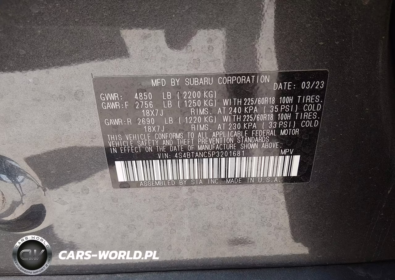 2023 Subaru Outback Limited VIN:4S4BTANC5P3201681 - 9
