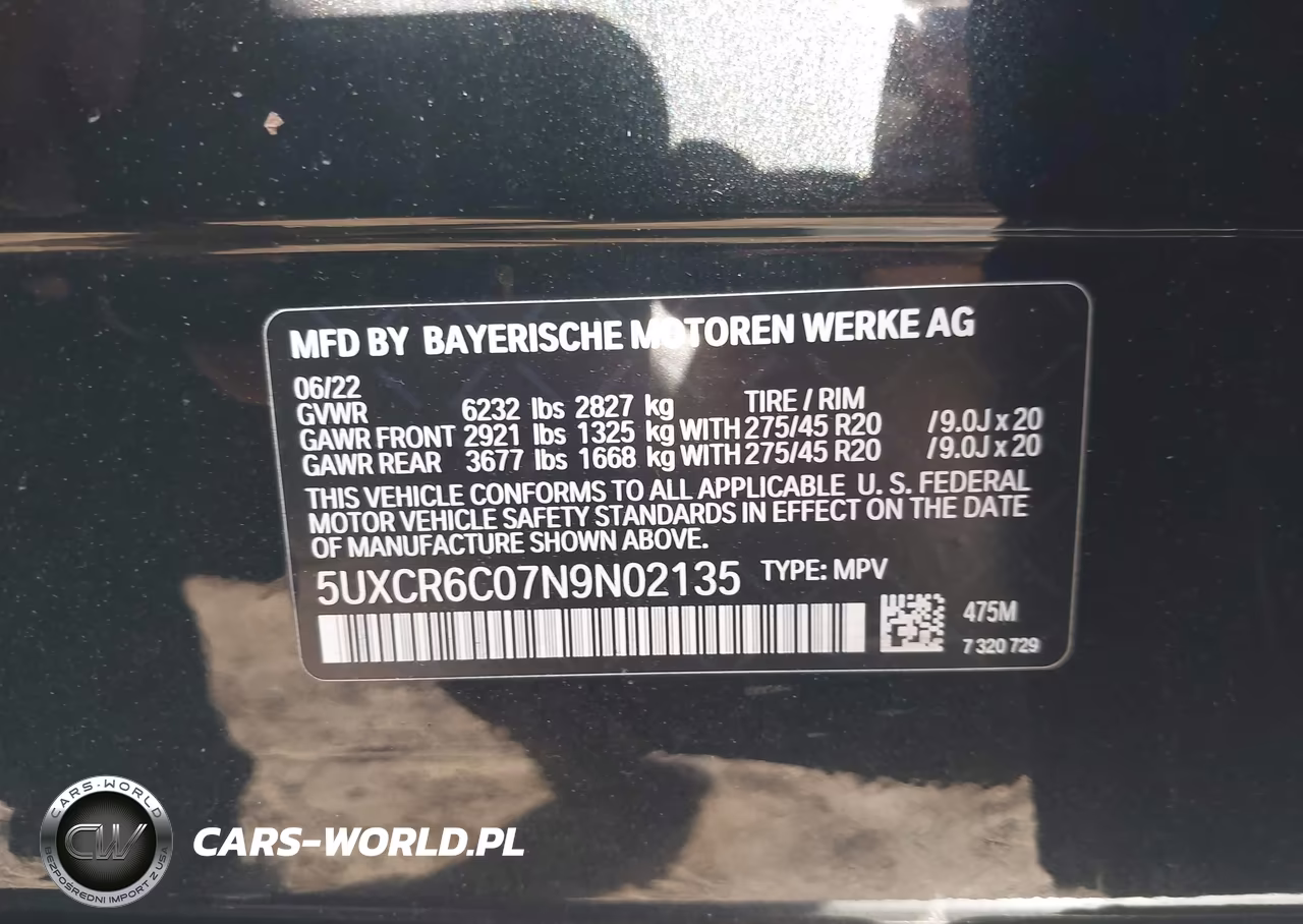 2022 BMW X5 xDrive40I VIN:5UXCR6C07N9N02135 - 9