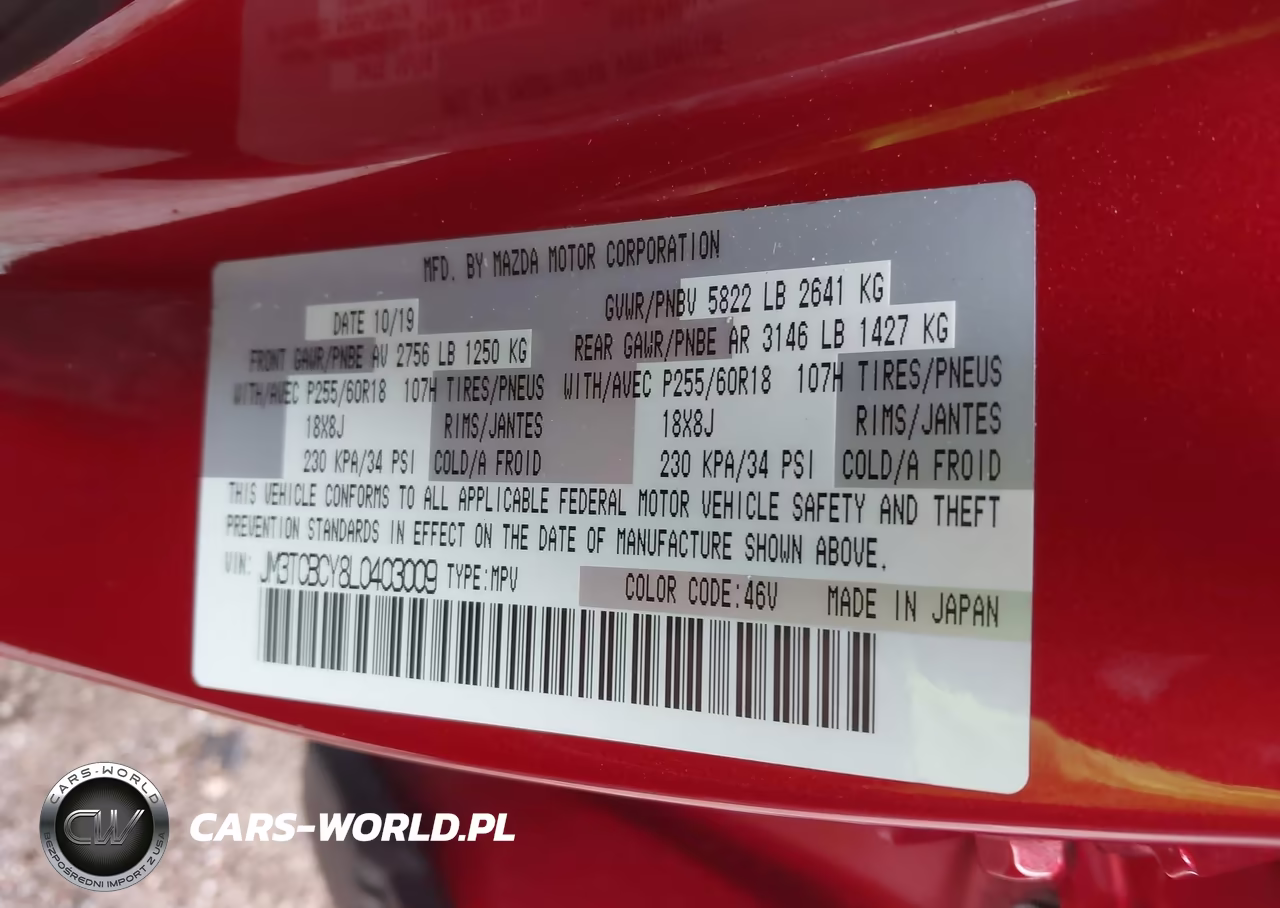 2020 Mazda Cx-9 Touring VIN:JM3TCBCY8L0403009 - 9