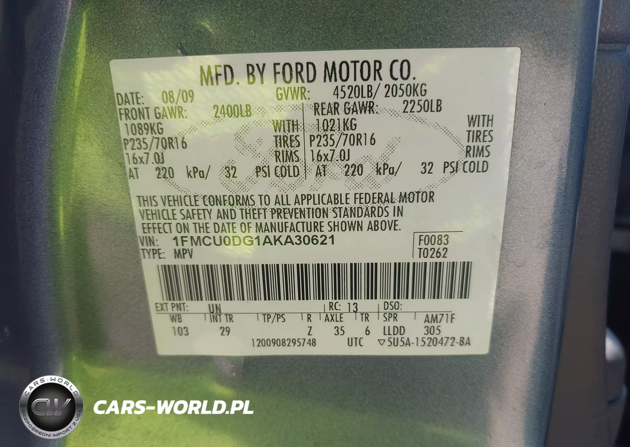 2010 Ford Escape Xlt VIN:1FMCU0DG1AKA30621 - 9