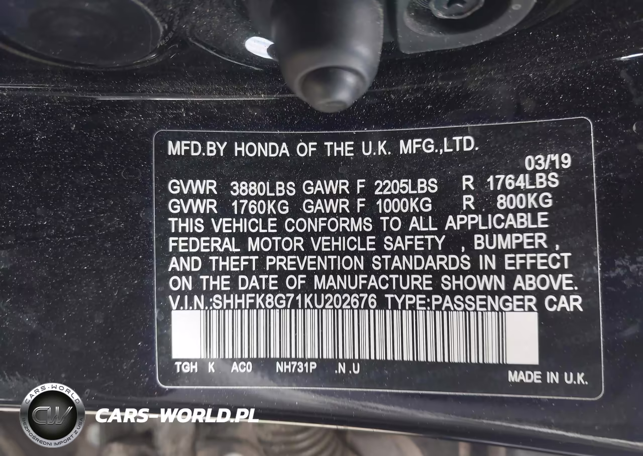 2019 Honda Civic Type R Touring VIN:SHHFK8G71KU202676 - 9