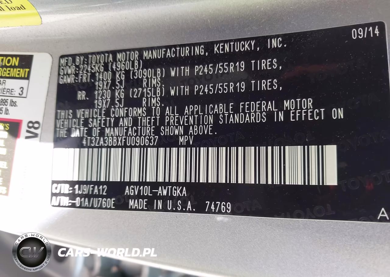 2015 Toyota Venza Le VIN:4T3ZA3BBXFU090637 - 9