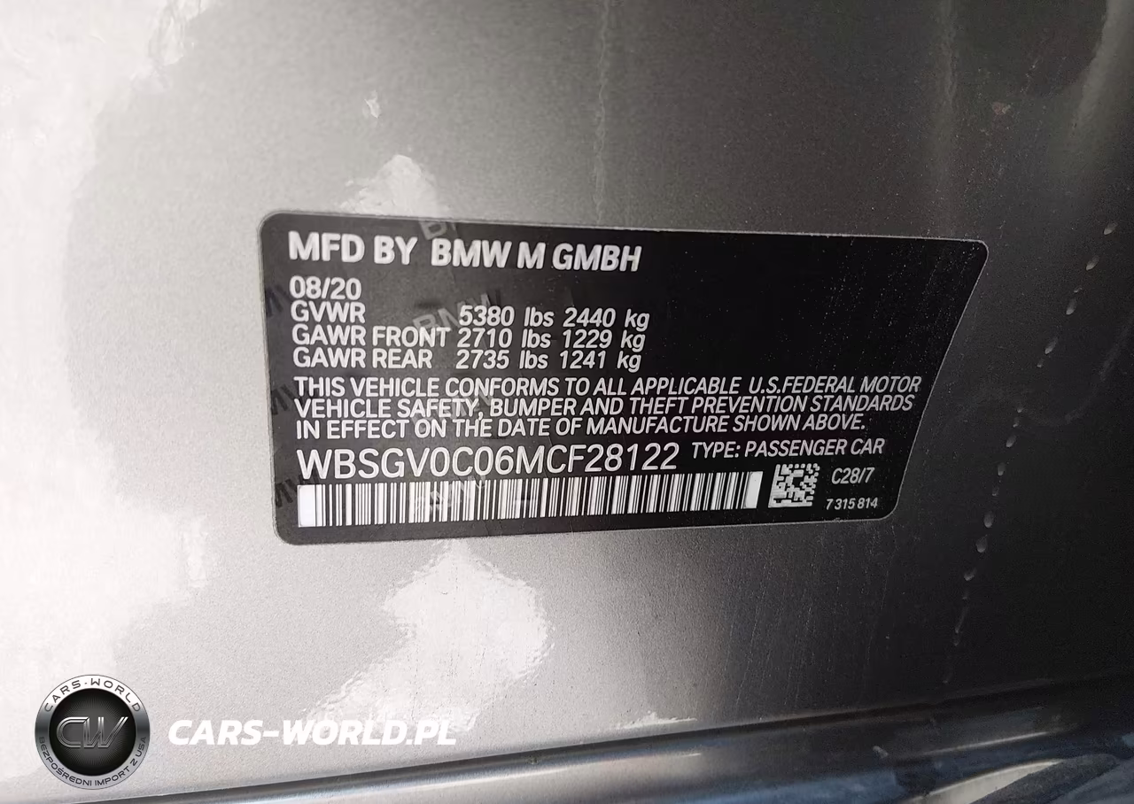 2021 BMW M8 Gran Coupe VIN:WBSGV0C06MCF28122 - 9