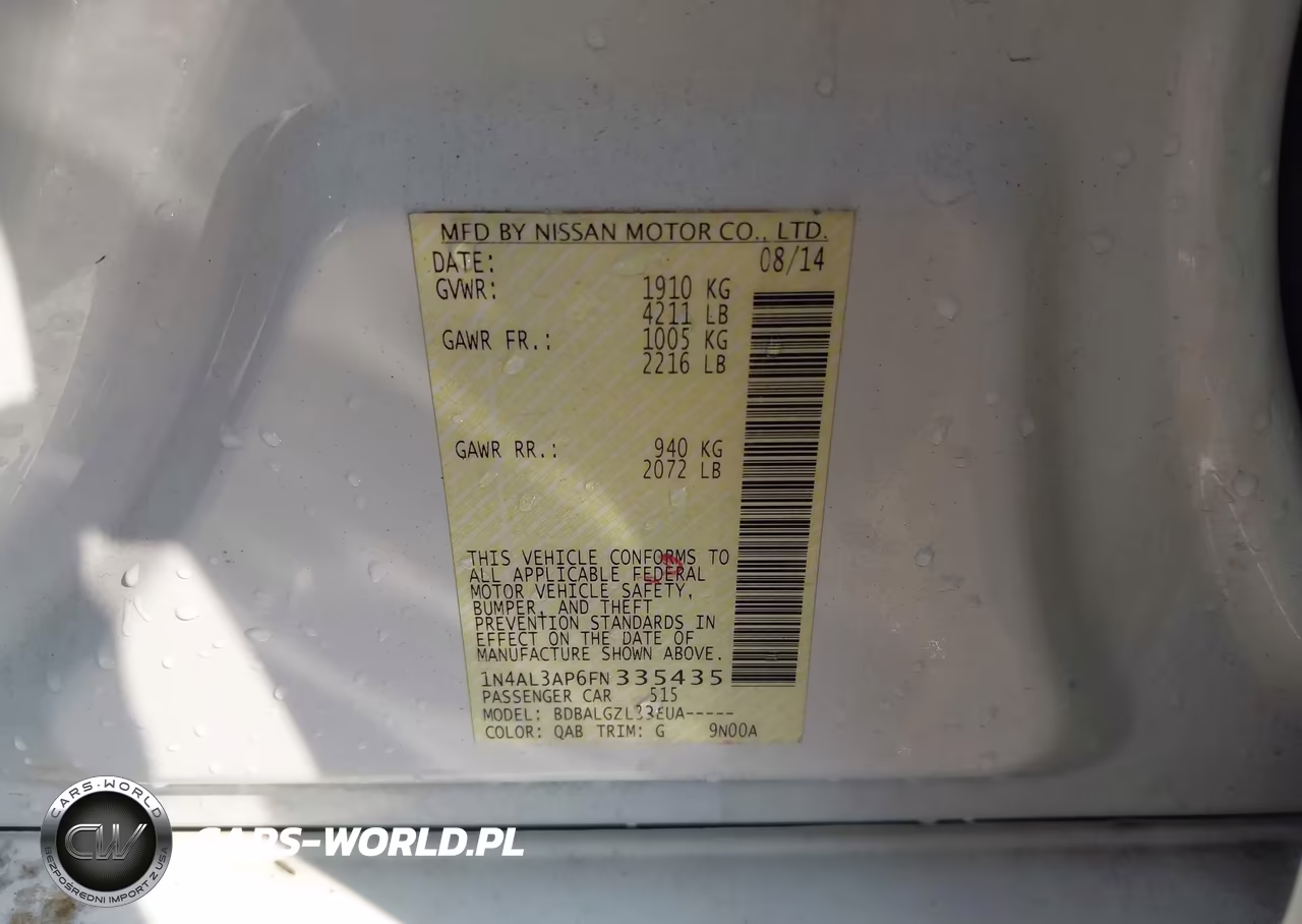 2015 Nissan Altima 2.5-2.5 S-2.5 Sl-2.5 Sv VIN:1N4AL3AP6FN335435 - 9