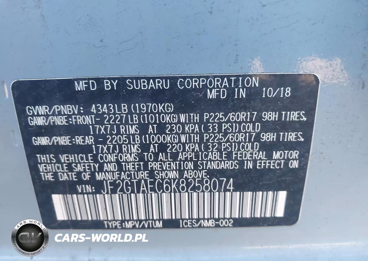 2019 Subaru Crosstrek 2.0I Premium VIN:JF2GTAEC6K8258074 - 9