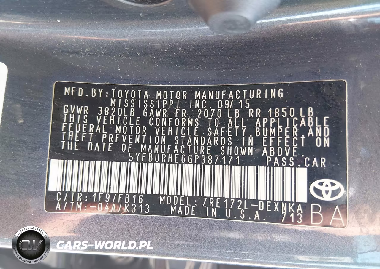 2016 Toyota Corolla Le VIN:5YFBURHE6GP387171 - 9