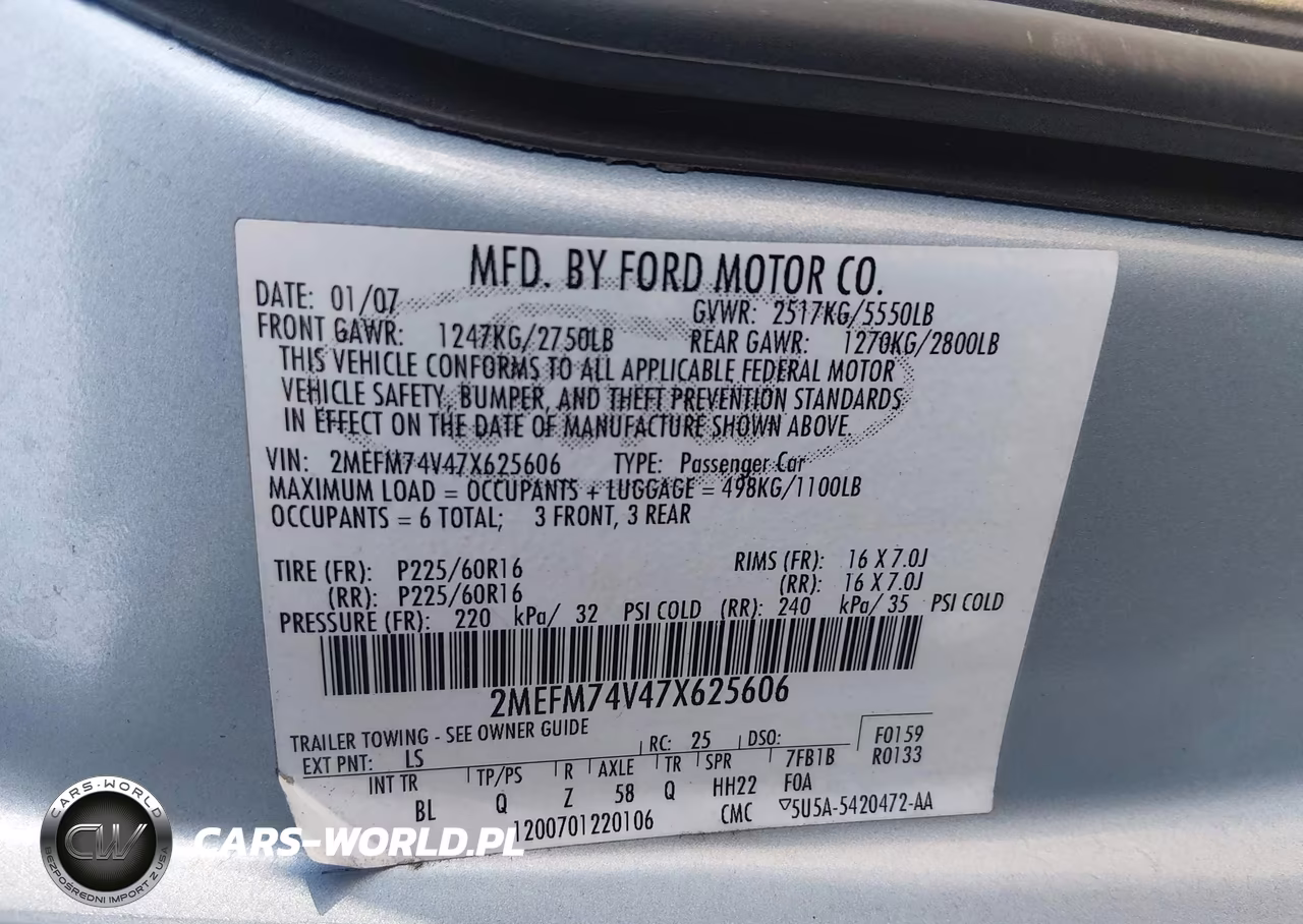 2007 Mercury Grand Marquis Gs VIN:2MEFM74V47X625606 - 9