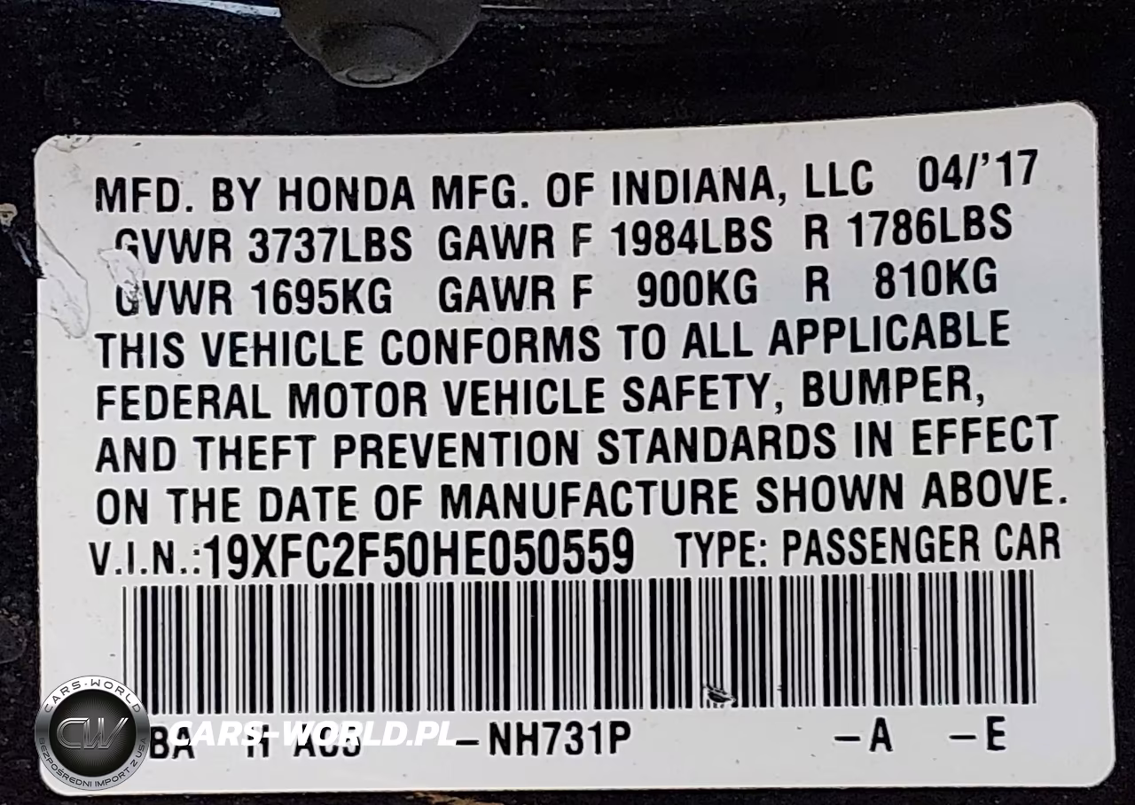 2017 Honda Civic Lx VIN:19XFC2F50HE050559 - 9