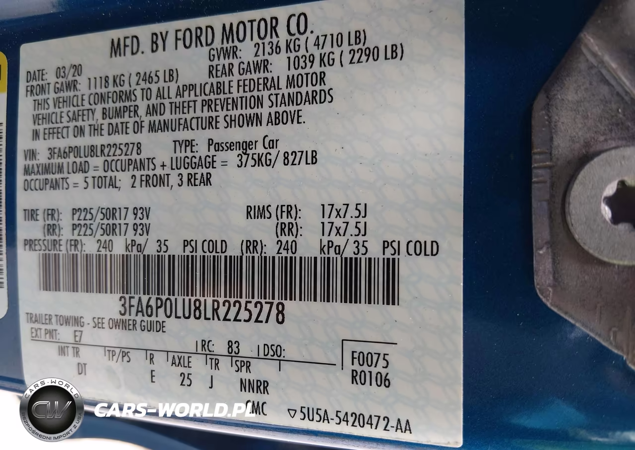 2020 Ford Fusion Hybrid Se VIN:3FA6P0LU8LR225278 - 9