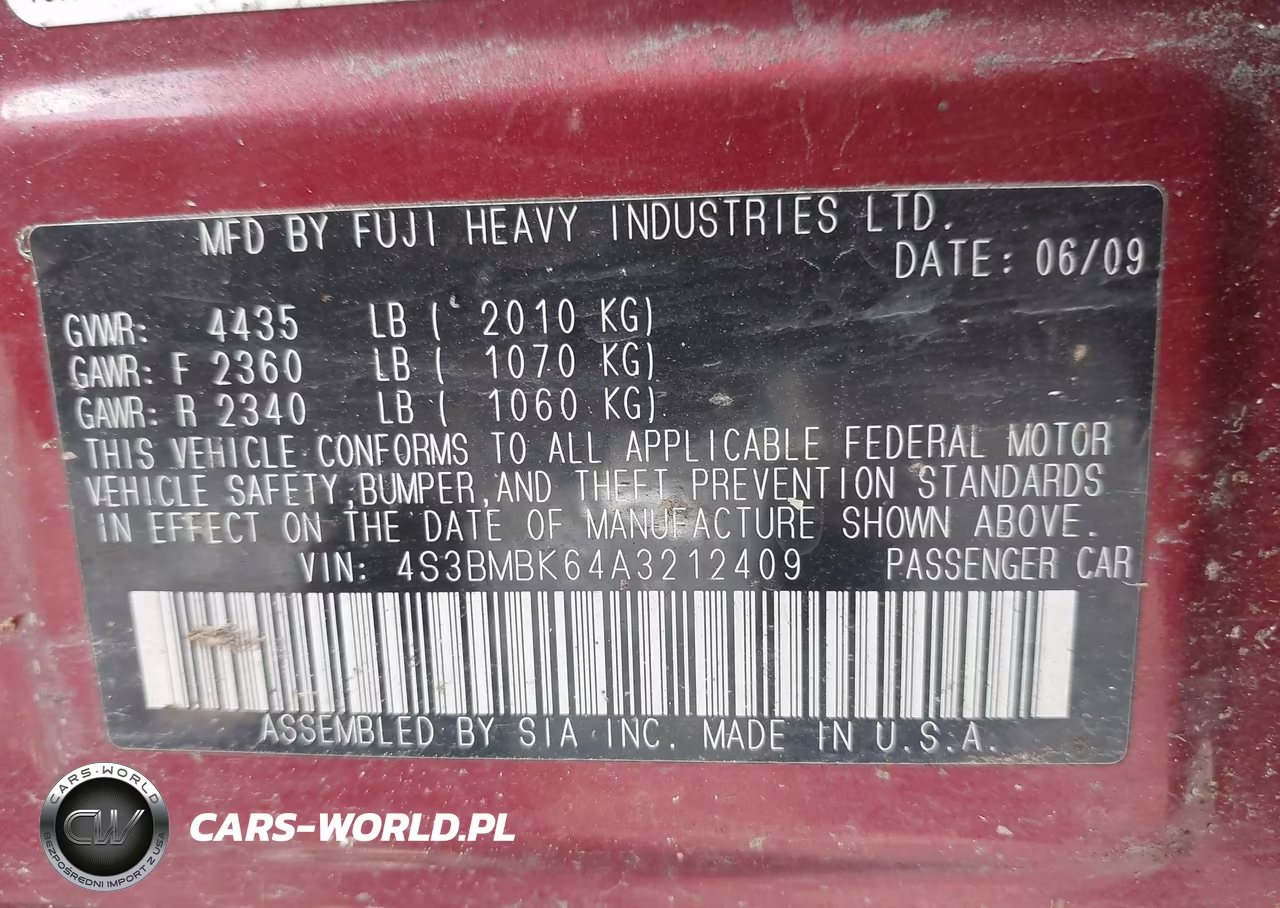 2010 Subaru Legacy 2.5I Limited VIN:4S3BMBK64A3212409 - 9