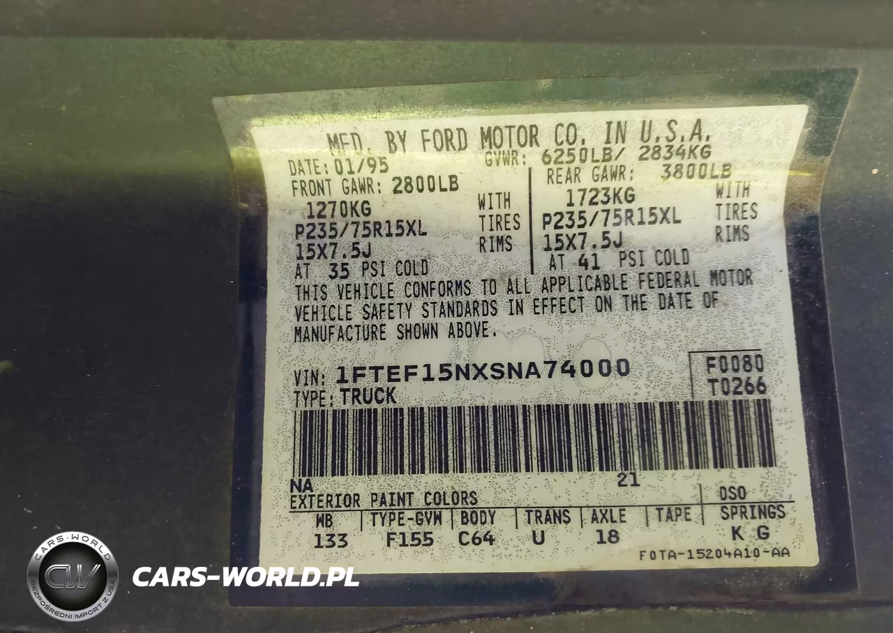 1995 Ford F150 VIN:1FTEF15NXSNA74000 - 9