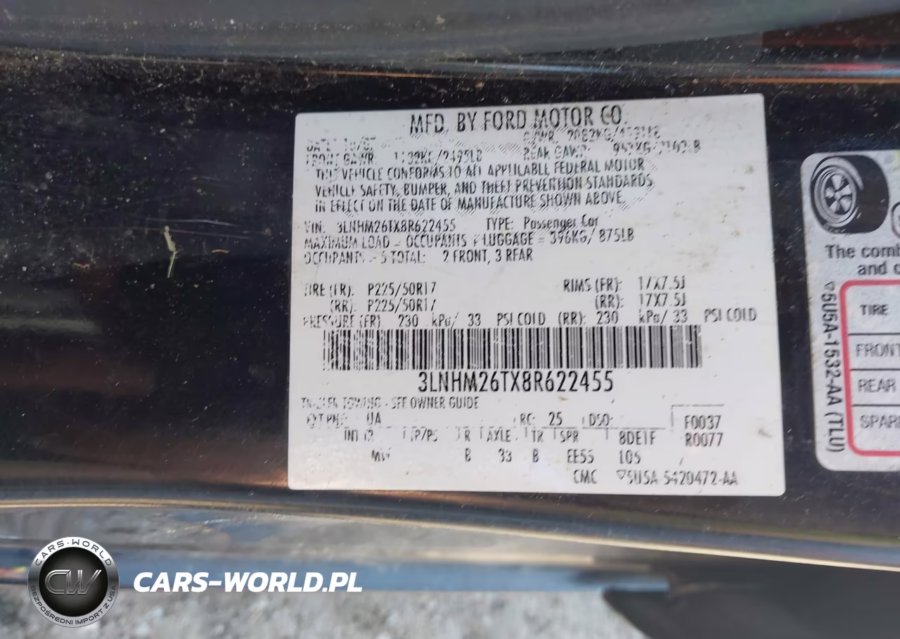 2008 Lincoln Mkz VIN:3LNHM26TX8R622455 - 9