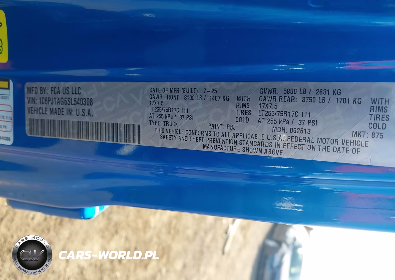 2025 Jeep Gladiator Texas Trail VIN:1C6PJTAG6SL540308 - 9