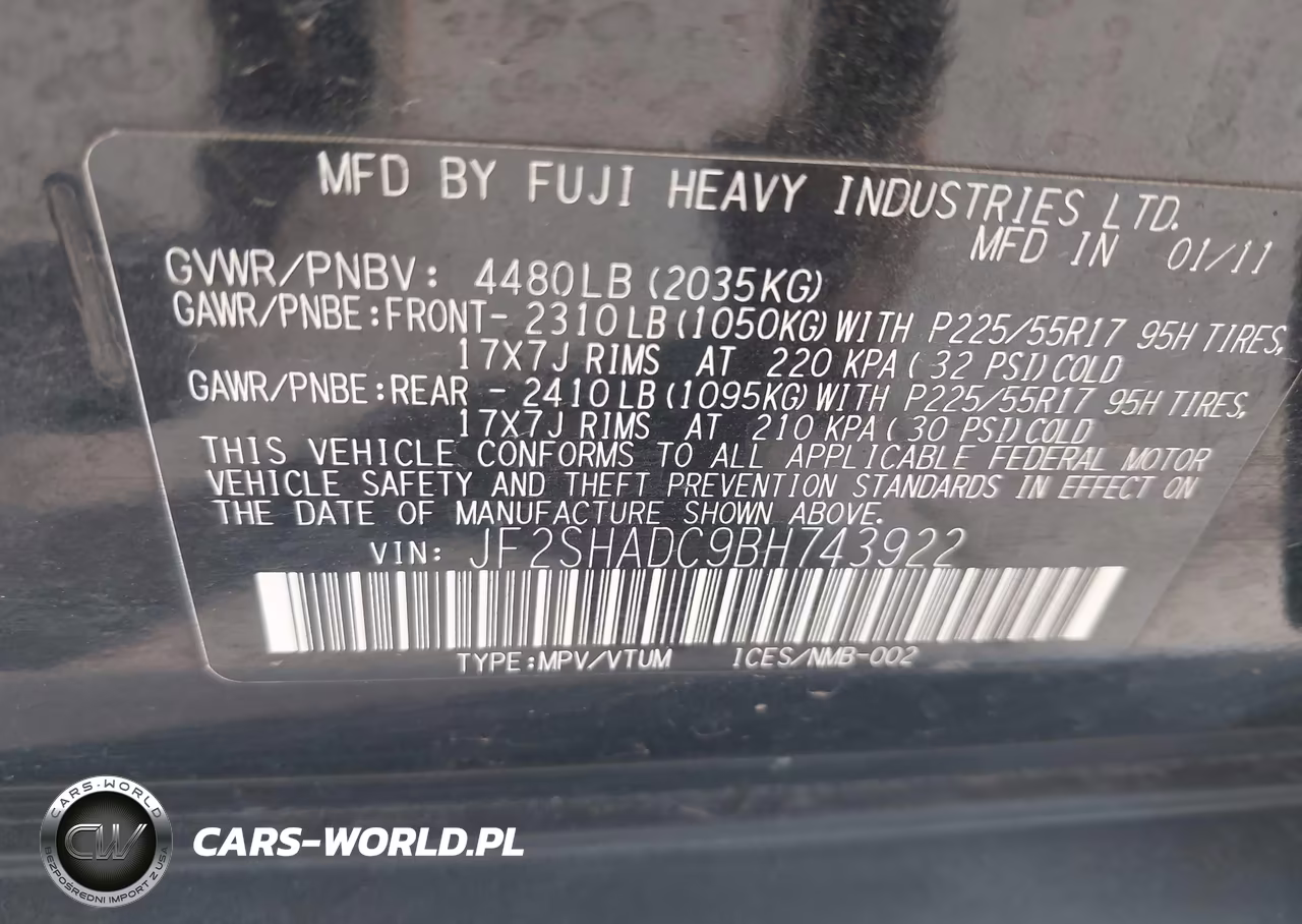 2011 Subaru Forester 2.5X Premium VIN:JF2SHADC9BH743922 - 9