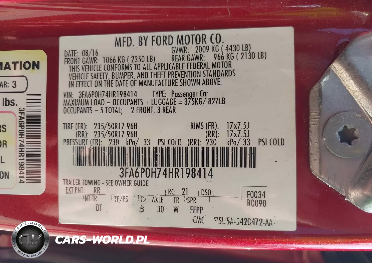 2017 Ford Fusion Se VIN:3FA6P0H74HR198414 - 9