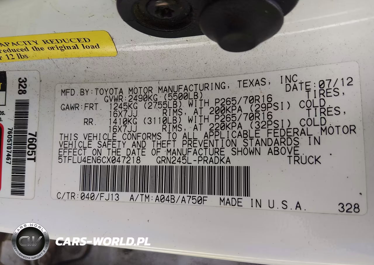 2012 Toyota Tacoma Base V6 VIN:5TFLU4EN6CX047218 - 9
