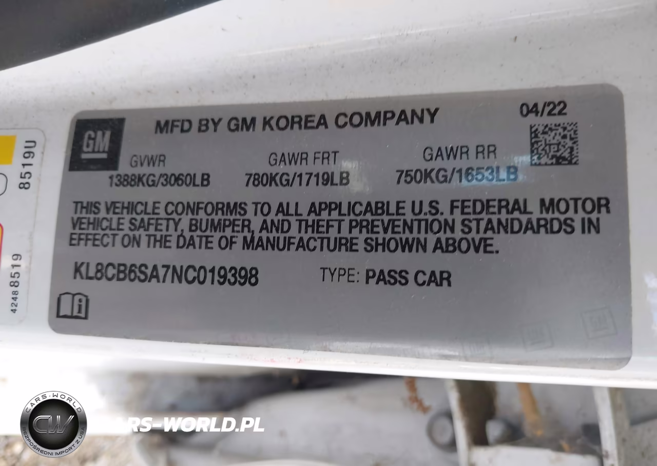 2022 Chevrolet Spark Fwd Ls Automatic VIN:KL8CB6SA7NC019398 - 9