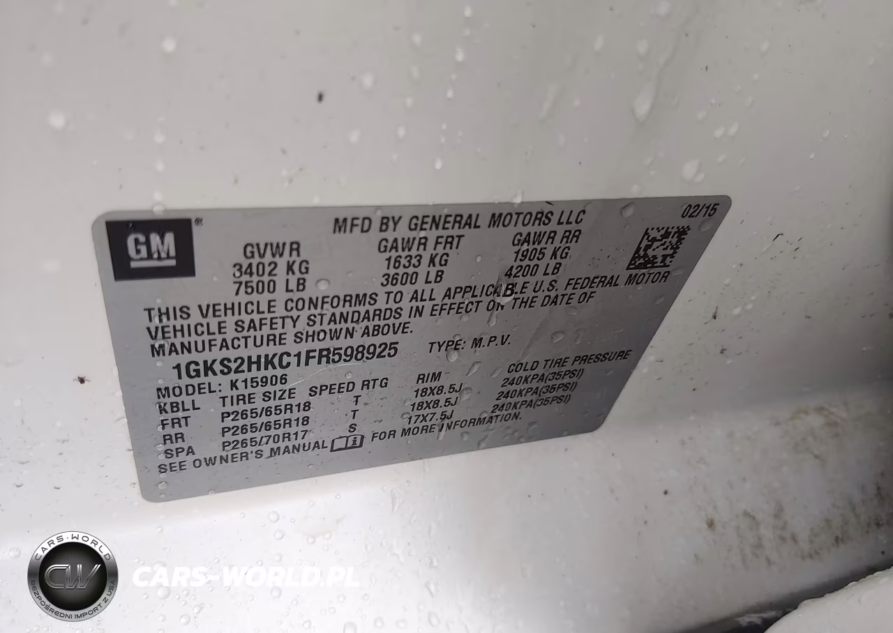 2015 GMC Yukon Xl 1500 Slt VIN:1GKS2HKC1FR598925 - 9