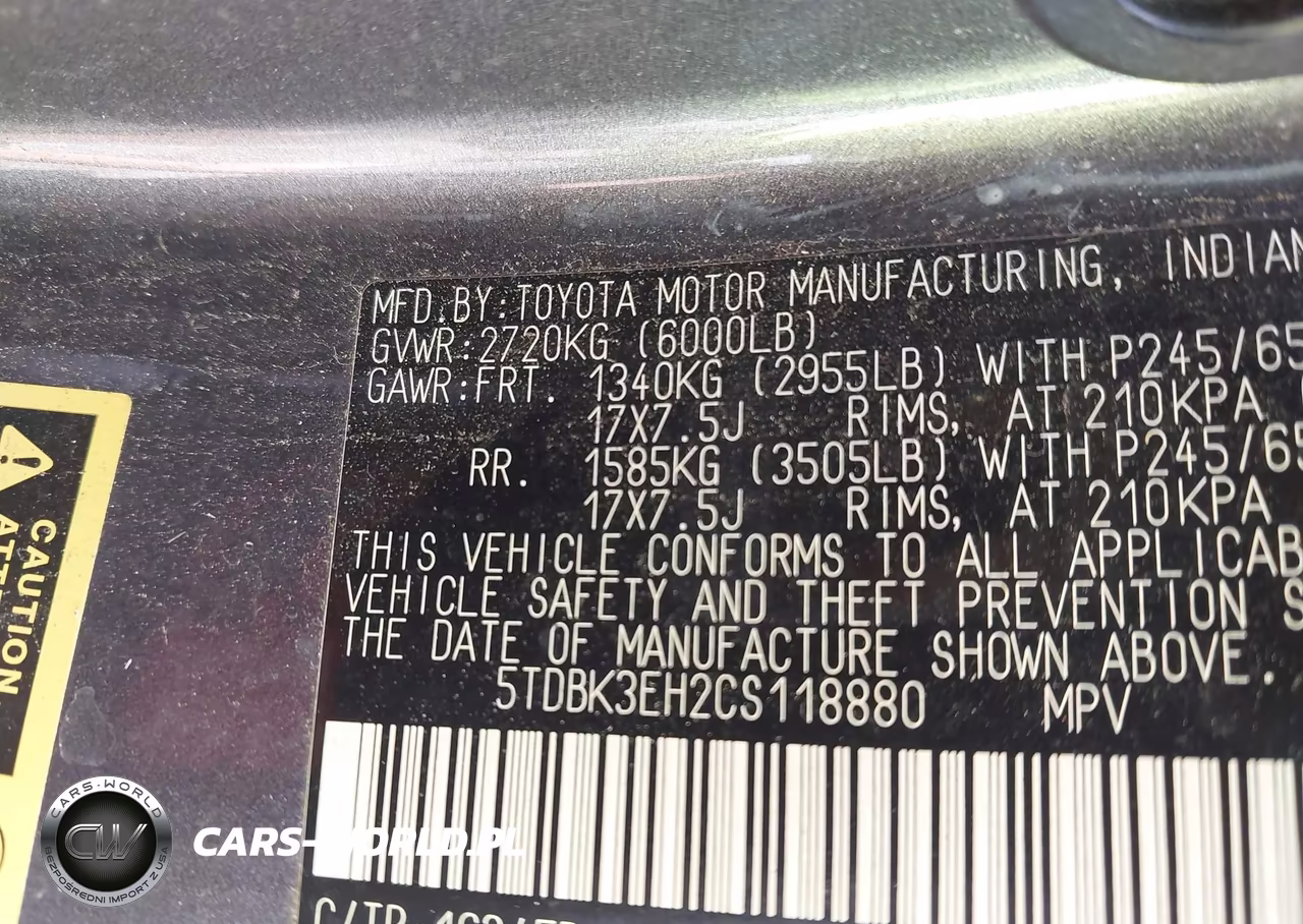 2012 Toyota Highlander Base V6 VIN:5TDBK3EH2CS118880 - 9