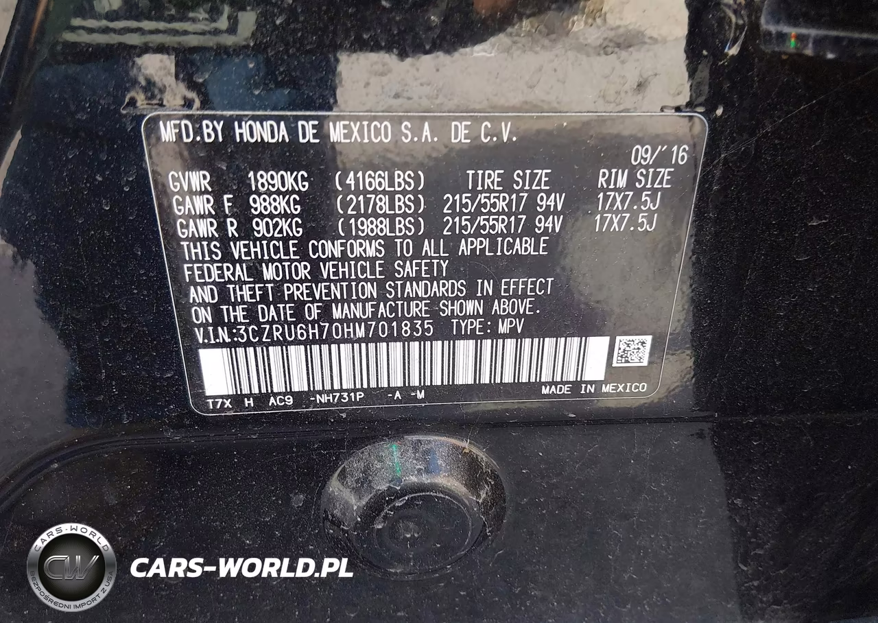 2017 Honda Hr-V Ex-L VIN:3CZRU6H70HM701835 - 9