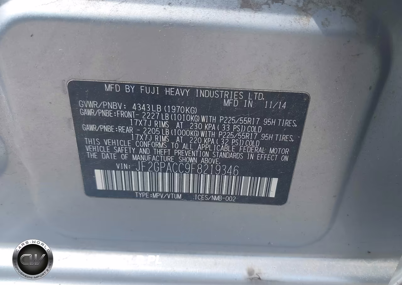 2015 Subaru Xv Crosstrek 2.0I Premium VIN:JF2GPACC9F8219346 - 9