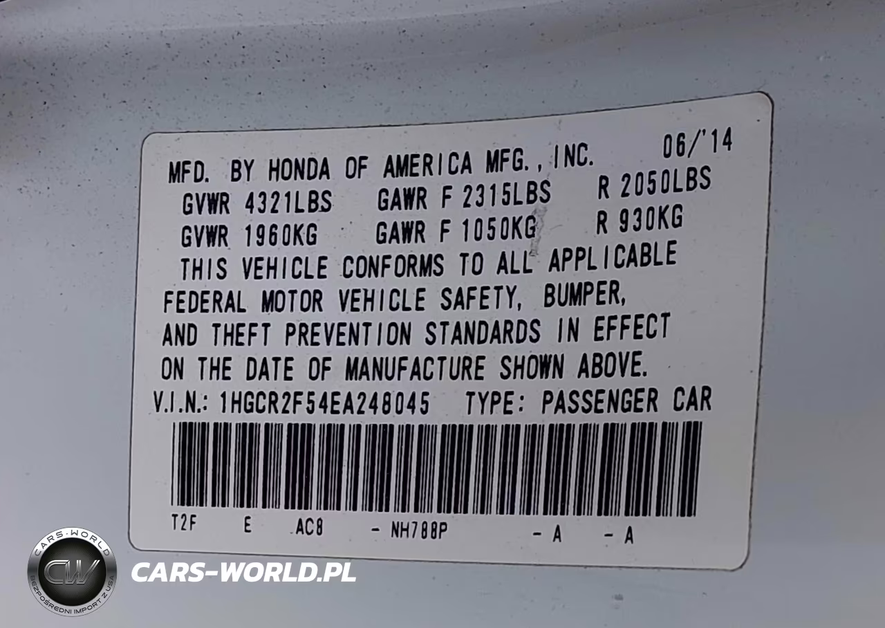 2014 Honda Accord Sport VIN:1HGCR2F54EA248045 - 9