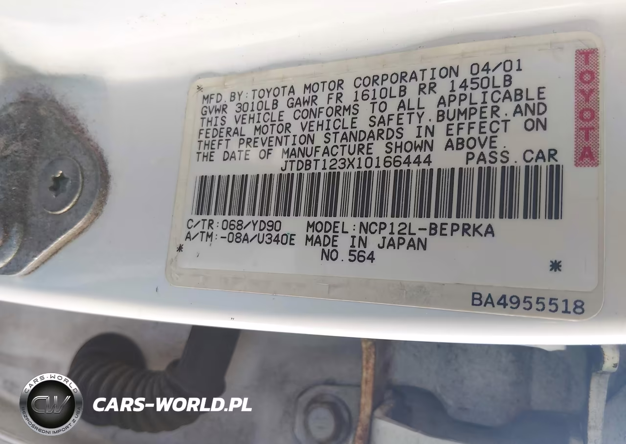 2001 Toyota Echo VIN:JTDBT123X10166444 - 9
