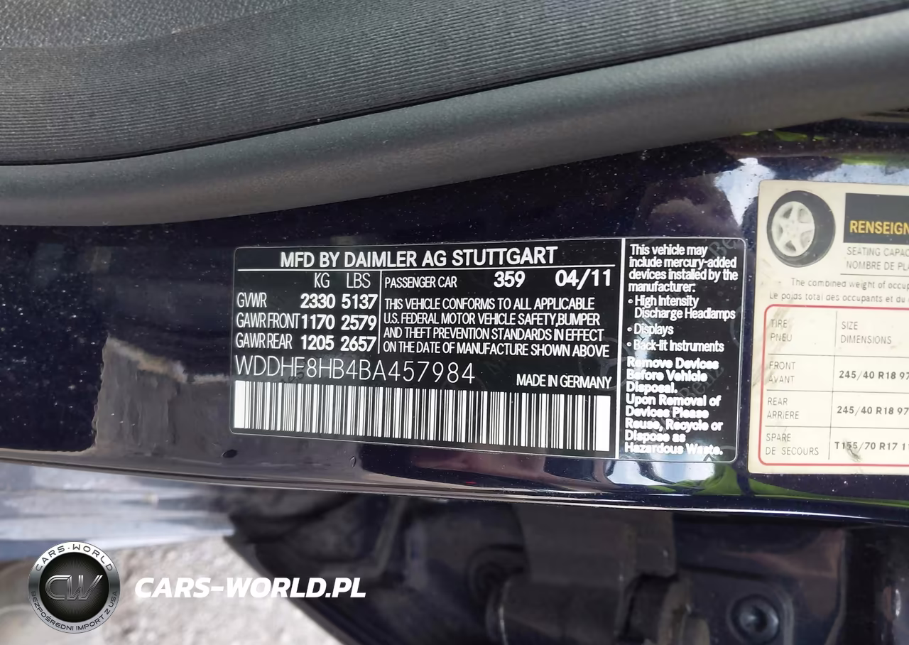 2011 Mercedes-Benz E 350 4Matic VIN:WDDHF8HB4BA457984 - 9
