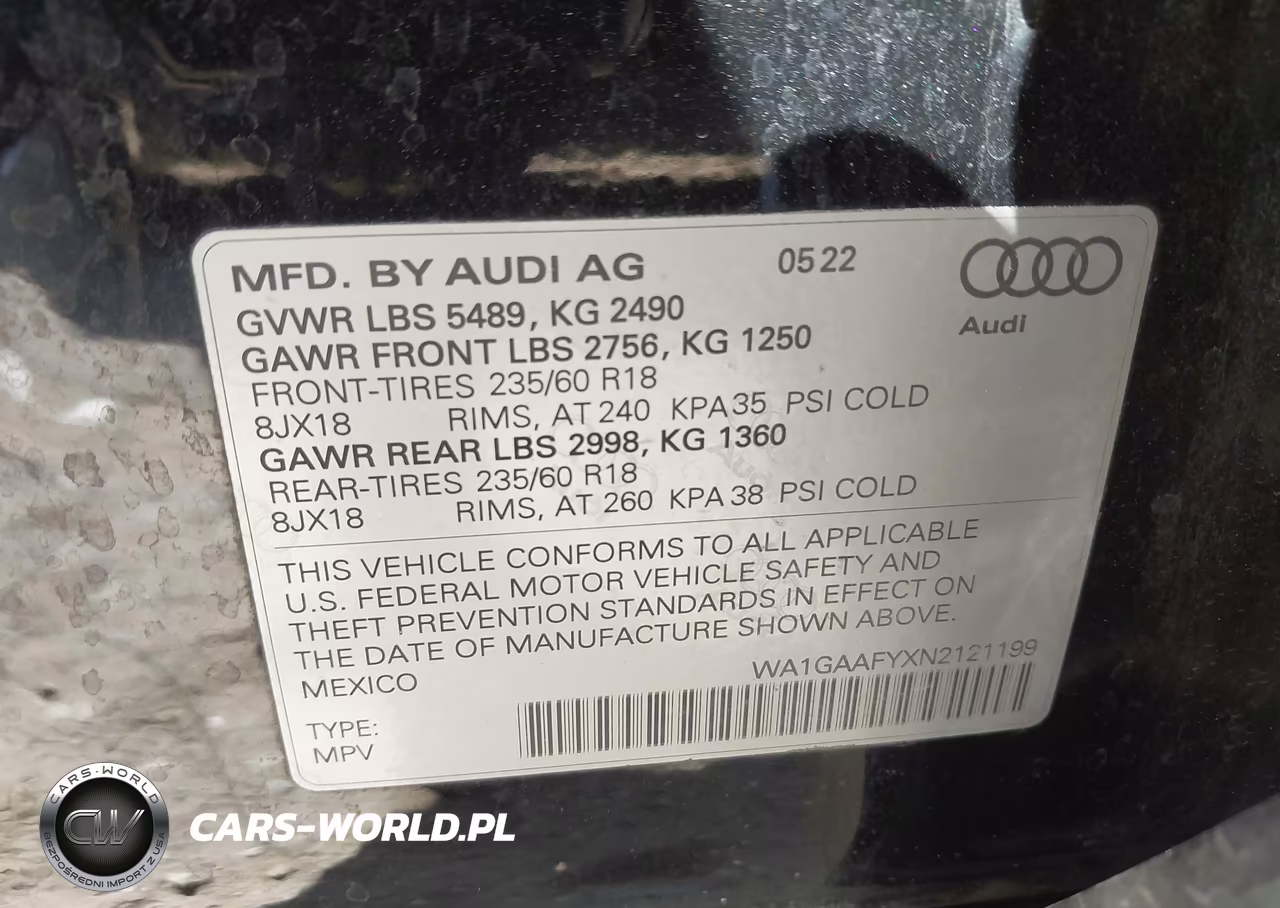 2022 Audi Q5 Premium 45 Tfsi S Line Quattro S Tronic VIN:WA1GAAFYXN2121199 - 9