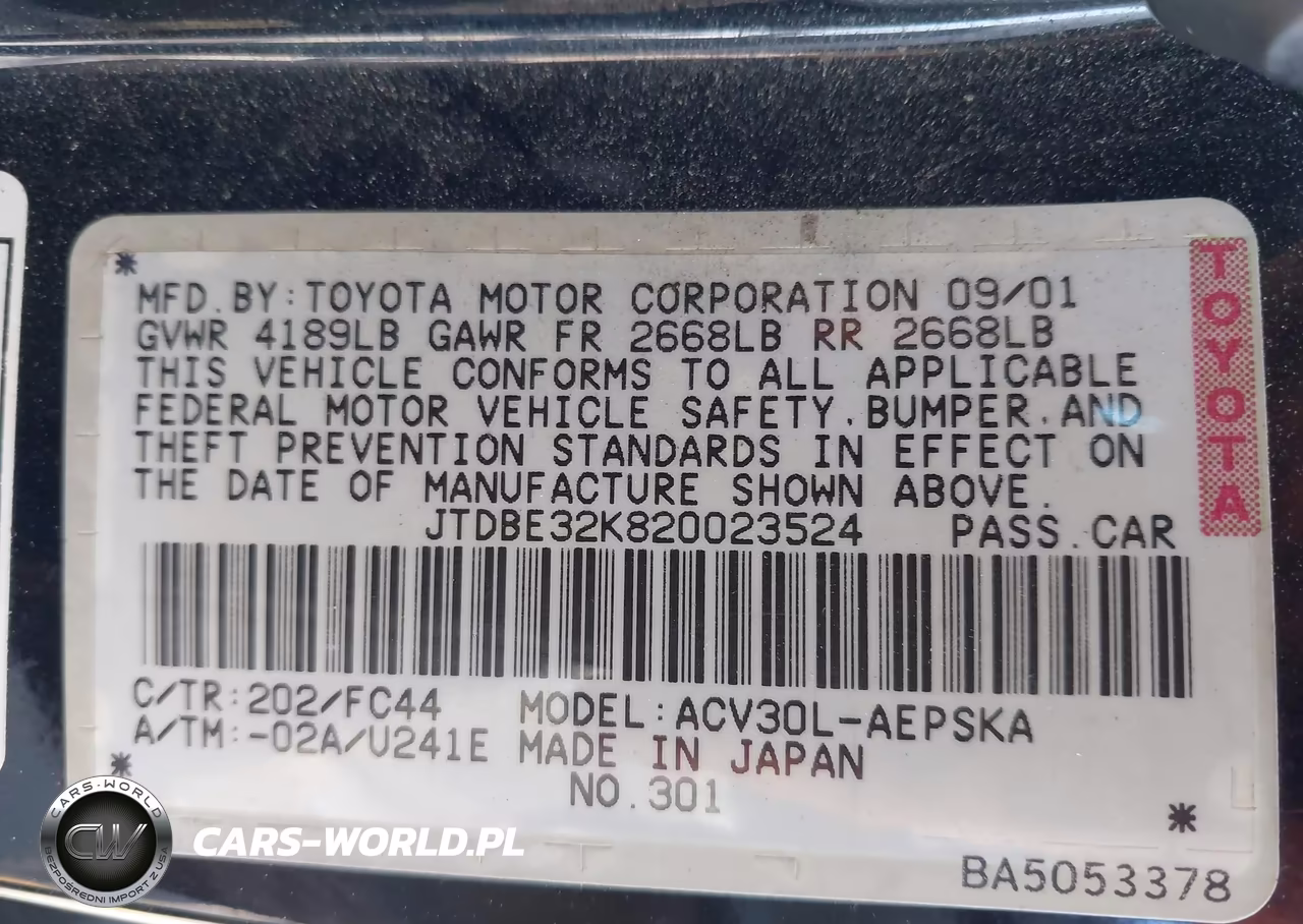 2002 Toyota Camry Se VIN:JTDBE32K820023524 - 9