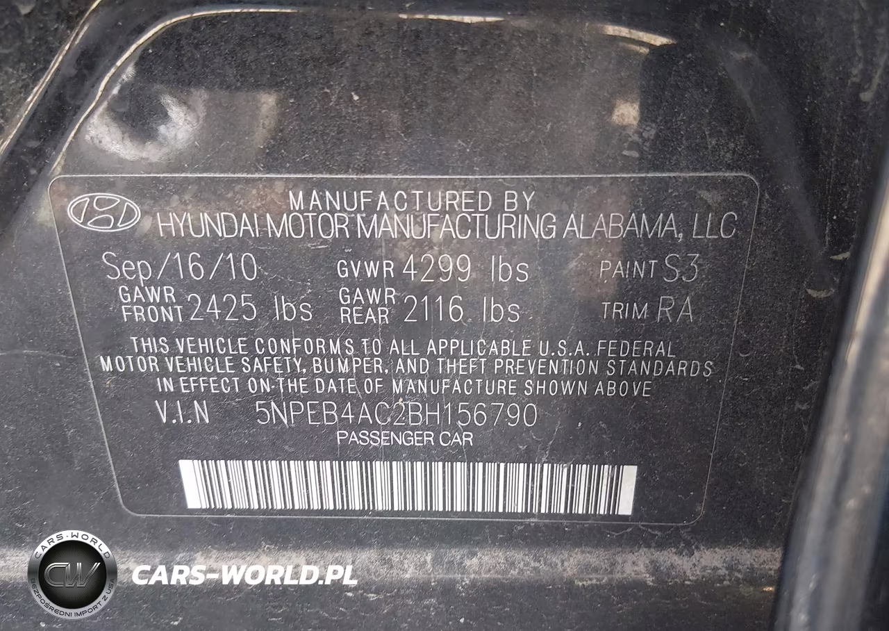 2011 Hyundai Sonata Gls VIN:5NPEB4AC2BH156790 - 9
