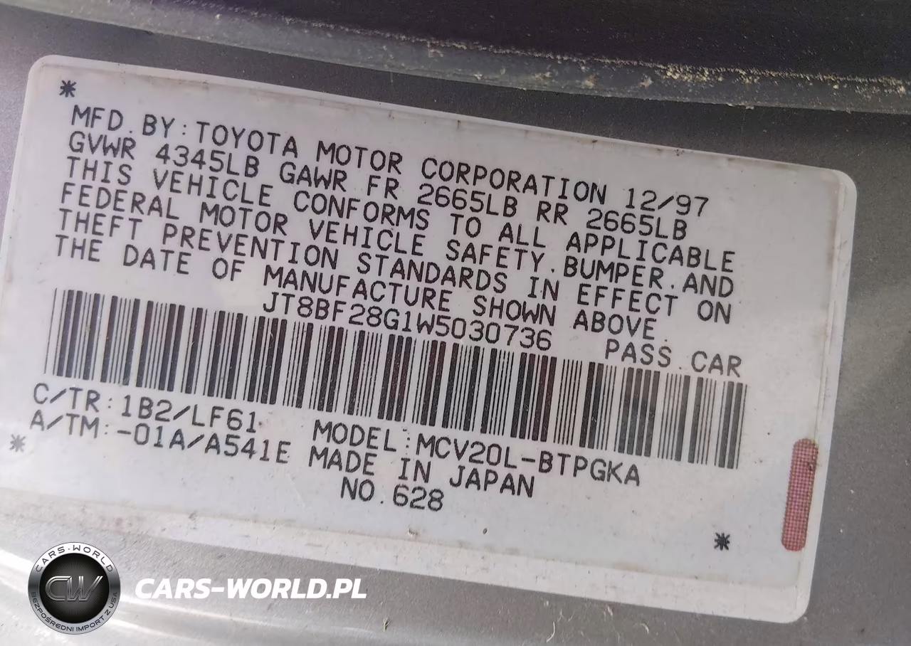 1998 Lexus Es 300 VIN:JT8BF28G1W5030736 - 9